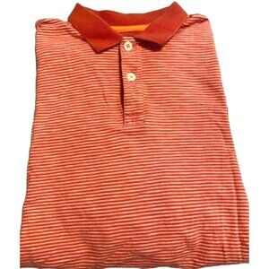 Orvis Mens Striped Polo Shirt L Red & White Cotton/Modal C1